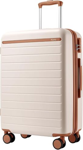 Kono 28 Inch Large Suitcase, Expandable for Long Trips, Impact-Resistant ABS+PC & Silent Wheels, Black, Lightweight Hardshell Luggage, Smooth Rolling Spinner Suitcase for Travel，Black/Brown in Saudi Arabia