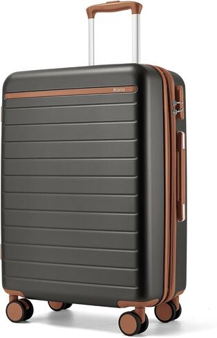 Kono 28 Inch Large Suitcase, Expandable for Long Trips, Impact-Resistant ABS+PC & Silent Wheels, Black, Lightweight Hardshell Luggage, Smooth Rolling Spinner Suitcase for Travel，Black/Brown in Saudi Arabia