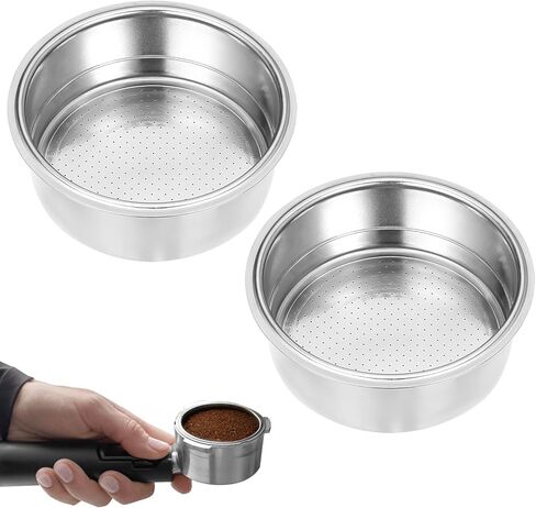 Stainless Steel Coffee Filter, 51mm Pressurized Espresso Filter Basket for Portafilter Machines Espresso Machine Parts Compatible with Coffee Machines with A 51mm Portafilter(2 Cups Capacity) in Saudi Arabia