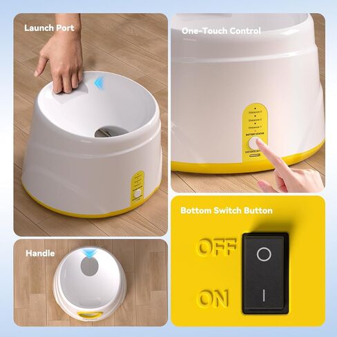 HETOO Automatic Ball Launcher for Dogs: Balls Launcher for Dogs - Automatic Tennis Ball Thrower for Dog, with 6 Balls- Interactive Dog Toys - Small/Medium Sized Launchers- Yellow in Saudi Arabia