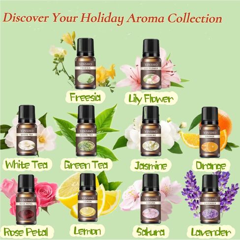 Fragrance Essential Oils Set,12pcs, Aromatherapy Oils for Skin,Diffusers,Home Care,Humidifier Laundry,Candle Making - Lily,Rose,Lavender,Green Tea,Lemon,Jasmine,Freesia,White Tea,Sweet Orange (5mL) in Saudi Arabia