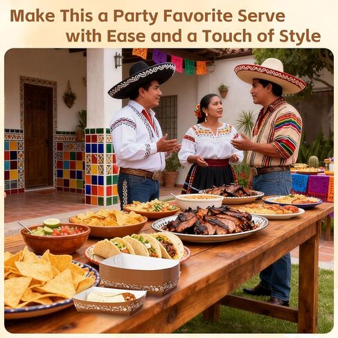 50 Pcs Mexican Snack Trays, Cielito Lindo Party Decoration, Platos De Barro Mexicanos Paper Food Trays Fiesta Decor for Cielito Lindo Baby Shower Mexican Party Supplies Cinco De Mayo Favor in Kuwait