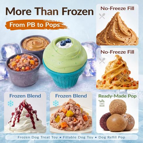 KADTC الكل في واحد 3 في 1 لعبة متينة قابلة للحشو للكلاب وصينية لعق مجمدة، كرة تجميد للجرو، موزع طعام الآيس كريم، كرات حشو زبدة الفول السوداني، ألعاب مضغ للكلاب غير قابلة للتدمير، هدية عيد الميلاد ورأس السنة الجديدة in Kuwait
