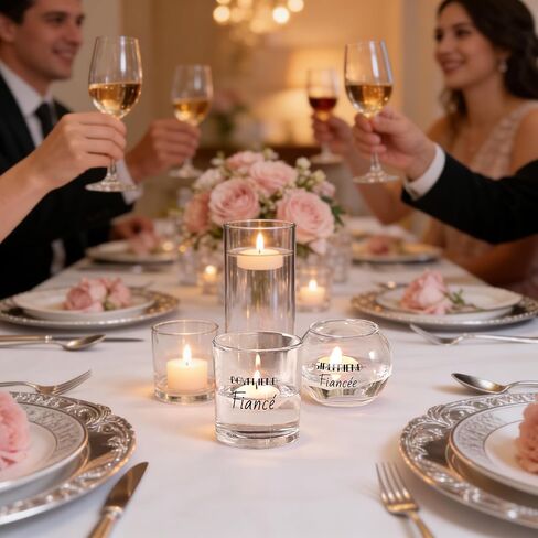 12 قطعة من حاملات الشموع النذرية هدايا الخطوبة للأزواج، حامل شموع زجاجية، حاملات شموع عائمة لديكور طاولة حفلات العشاء المركزية in Kuwait