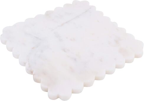 White Marble Scalloped Serving Board Marble Cheese Board Marble Chopping Board Fluted Plate Marble Decorative Plate Cheese Platter Board (1 piece Serving Board) in Saudi Arabia