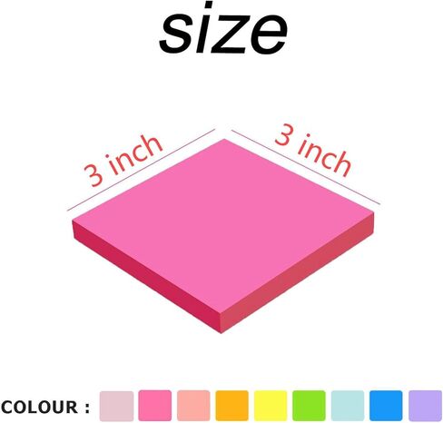 Sticky Notes, 18 Pads, 3 x 3 inches, Multi-Color, Self-Stick Pads, 56 Sheets/Pad, School Supplies and Office Products(A-18 Pads) in Saudi Arabia