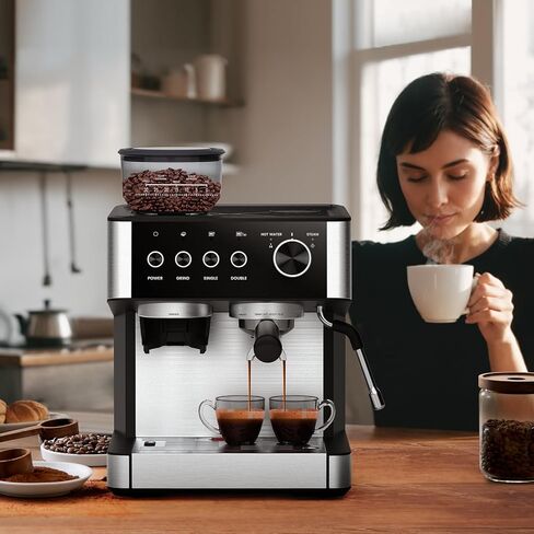 ماكينة صنع القهوة بالتنقيط من جوي بيبل سعة 10 أكواب مع طحن وطحن وتخمير مدمج، وتحكم بشاشة تعمل باللمس، وخزان مياه كبير سعة 1.5 لتر، وطبق دافئ in Kuwait