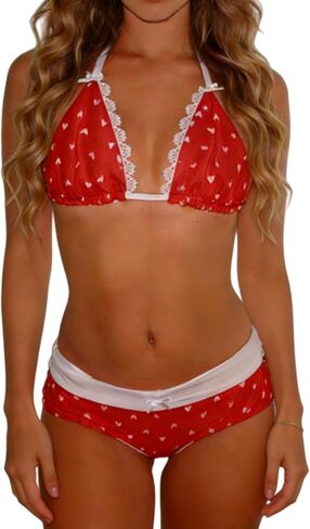 النساء الرسن الرقبة مثلث بيكيني مجموعات خمر الجمالية لباس سباحة الصيف الصبي السراويل ملابس السباحة Y2k ملابس السباحة in Kuwait