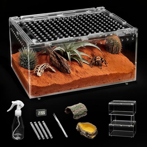 PC Small Reptile Terrarium Starter Kit,Magnetic Jumping Spider Enclosure,Hermit Crab Tank,Arboreal Tarantula Cage for Praying Mantis,Frog Vivarium,Lizard Container,Insect Housing,Gecko Habitat in Saudi Arabia