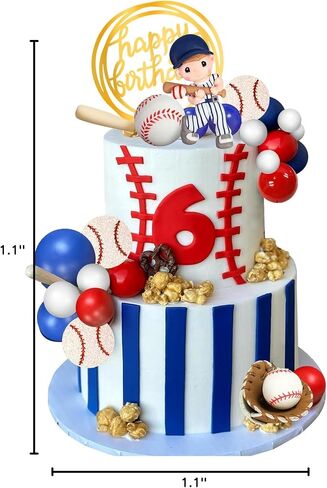 DRWATE Baseball Cake Toppers Sports Cake Decorations with Red Blue White Ball Cake Toppers for Boys Men Baseball Sports Theme Birthday Party Supplies (Baseball) in Saudi Arabia