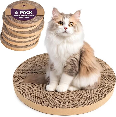 4pcs Cat Scratch Pad, Cat Scratcher Cardboard & Cat Scratching Pads - Round Cat Scratcher Refill, 10 Inch Diameter 7/8 Inch Thick cat scratchers for Indoor Cats in Saudi Arabia