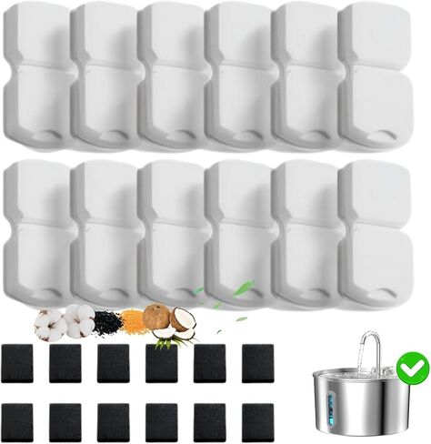 Cat Water Fountain Filters: 6 Filters + 6 Sponges Cat Fountain Replacement Filters for Cat Fountain with Activated Carbon Filter and Ultra-fine Fiber in Saudi Arabia