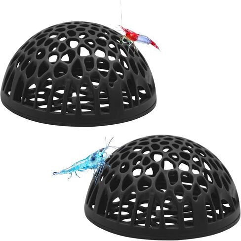 2-Pack Black Shrimp Hideouts – Hollow Half-Sphere Aquarium Caves for Shrimp, Betta Fish & Nano Tanks | Decorative Shelter for Breeding and Molting in Saudi Arabia