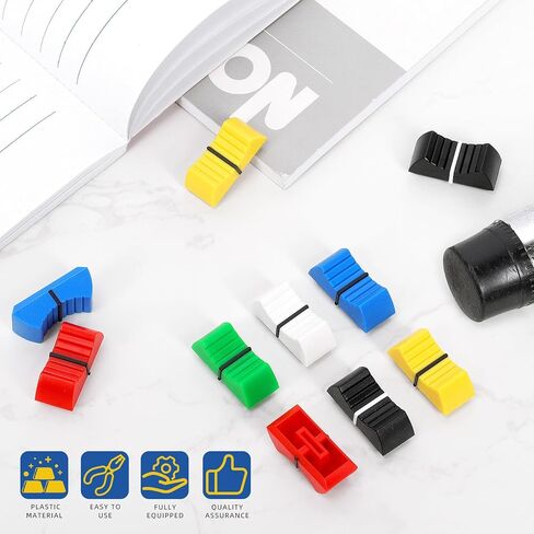 Glarks 90pcs 8 x 1.2mm 6 Colors Straight Sliding Potentiometer Push-Pull Cap Flat Push Knob, Plastic Flat Push Knob Insert Shaft, Mixer Slider Fader Knob for DJ Console, Potentiometer Mixing Console in Saudi Arabia