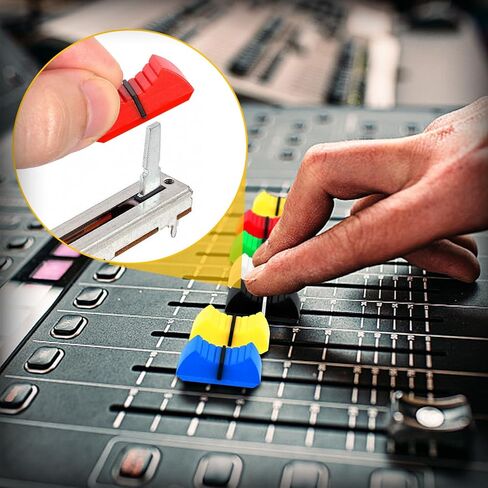 Glarks 90pcs 8 x 1.2mm 6 Colors Straight Sliding Potentiometer Push-Pull Cap Flat Push Knob, Plastic Flat Push Knob Insert Shaft, Mixer Slider Fader Knob for DJ Console, Potentiometer Mixing Console in Saudi Arabia