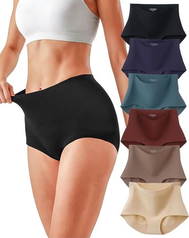 Seamless Underwear for Women Tummy Control High Waisted Panties Soft No Show Full Coverage Briefs (6 Pack) in Saudi Arabia