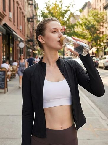 Women's Full Zip Athletic Jacket - Slim Fit Lightweight Long Sleeve Workout Top with Thumb Holes & UV Sun Protection in Saudi Arabia