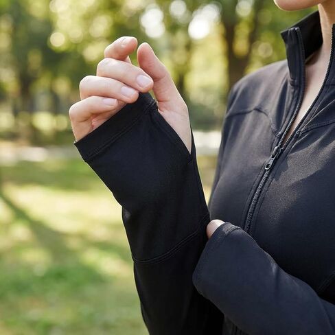 Women's Full Zip Athletic Jacket - Slim Fit Lightweight Long Sleeve Workout Top with Thumb Holes & UV Sun Protection in Saudi Arabia
