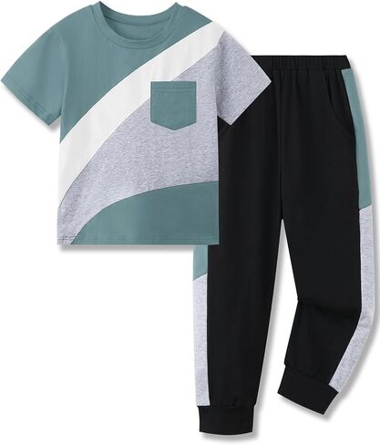 Boys Clothes Short Sleeve T-Shirt & Pants Set, Boys Summer Fall Outfits Set in Saudi Arabia