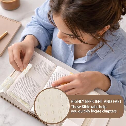 Bible Tabs for Women and Men, 75 Laminated Bible Index Tabs with Embossed Gold Foil Lettering, Durable Neutral Bible Study Tabs for Easy Navigation and Journaling in Kuwait