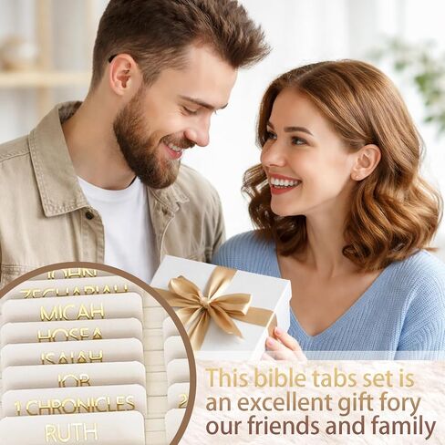 Bible Tabs for Women and Men, 75 Laminated Bible Index Tabs with Embossed Gold Foil Lettering, Durable Neutral Bible Study Tabs for Easy Navigation and Journaling in Kuwait