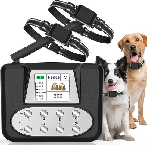 Wireless Dog Fence, Invisible Fence for Dogs, Electric Dog Fence with LCD Screen, Adjustable Warning Strength, Range 50-999ft, Rechargeable Pet Containment System for Outdoor, Suitable for Most of Dog in Saudi Arabia