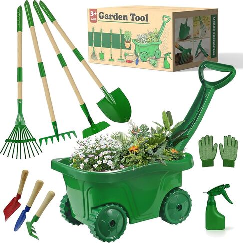 9Pcs Kids Gardening Tools Set - Toys with Shovel, Rake, Hoe and Leaf Rake for Outdoor Backyard Play, STEM Educational Toys, Ideal Christmas Birthday Gifts for Toddler Boys & Girls Ages 3 4 5 in Saudi Arabia
