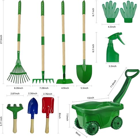 9Pcs Kids Gardening Tools Set - Toys with Shovel, Rake, Hoe and Leaf Rake for Outdoor Backyard Play, STEM Educational Toys, Ideal Christmas Birthday Gifts for Toddler Boys & Girls Ages 3 4 5 in Saudi Arabia