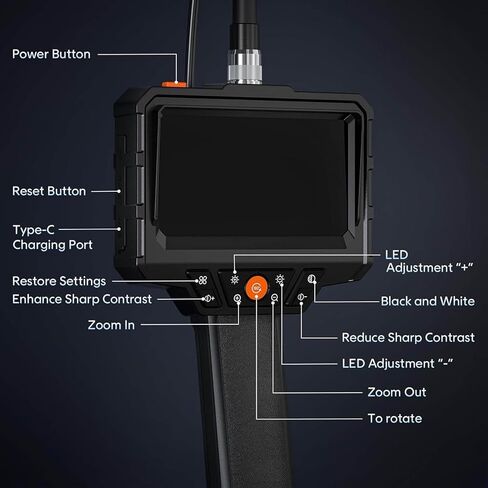 WALFRONT Endoscope Camera with Light, Handheld 4.3 Inch IPS Screen 1080P HD Borescope with 8 Adjustable LED Lights, Water Proof Inspection Camera (1m) in Saudi Arabia