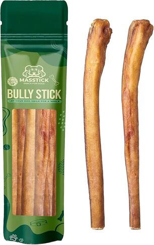 MASSTICK Jumbo Bully Sticks للكلاب 6 بوصة - سميكة جدًا، طويلة الأمد، خالية من الرائحة - أعواد مضغ البقر للكلاب - جميعها طبيعية وقابلة للهضم بالكامل للكلاب الصغيرة والكبيرة - حقيبة 8 أونصة in Kuwait