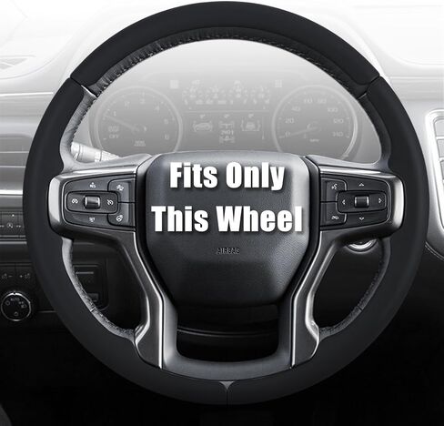 غطاء عجلة قيادة مخصص من Aimato لسيارة Chevy Silverado 1500 2019-2025/2500 3500 2020-2025/Blazer 2019-2025/Suburban Tahoe 2021-2024، رفيع، مضاد للانزلاق، مقاوم للخدش لسيارة شيفروليه in Kuwait