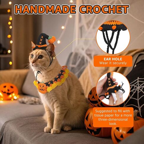 SCENEREAL Christmas Cat Costumes - Cute Knit Santa Claus Christmas Tree Costume for Puppy Dogs Cats, Kitten Collar Hat for Holiday Party, Pet Apparel Xmas Outfit for Small Animal, Dolls in Saudi Arabia