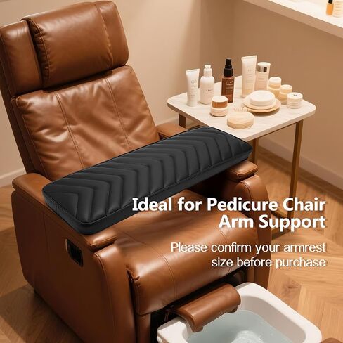 NOVAL Arm Rest Manicure Board for Pedicure Chairs - 9x27 Inch Luxurious PU Leather Hand Rest, Easy to Clean & Non-Slip, Salon-Ready Design for Long Hours Use (Black) in Saudi Arabia