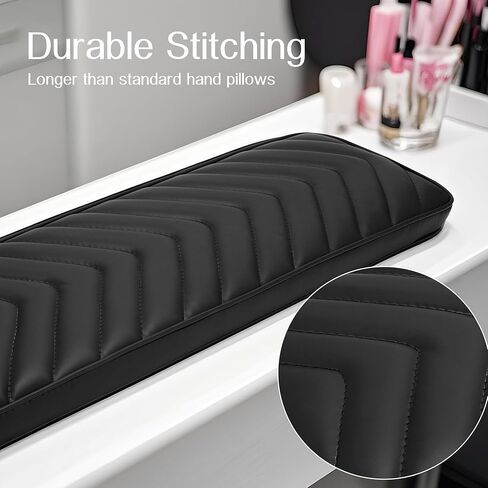 NOVAL Arm Rest Manicure Board for Pedicure Chairs - 9x27 Inch Luxurious PU Leather Hand Rest, Easy to Clean & Non-Slip, Salon-Ready Design for Long Hours Use (Black) in Saudi Arabia