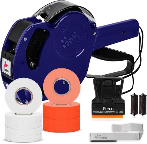 Perco Lite 1 Line Price Gun with Price-Marking Labels Kit — Includes 5,000 Blank White Labels, 1 Gun Clip, 2 Ink Rollers — 1 Ink Roll & Labels Preloaded — Ideal for Retail Pricing, Inventory, and More in Saudi Arabia