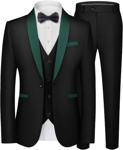 WEEN CHARM Mens Suit Slim Fit Tuxedo 3 Piece One Button Shawl Lapel Blazer Jacket Vest Pants Set for Prom Party in Saudi Arabia