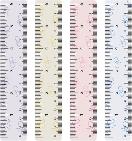BAYTORY 4Pcs Transparent Acrylic Ruler 12 Inch, Clear Plastic Straight Rulers, Shatterproof Student Stationery Centimeters with Inches, for Classroom Essentials School Supplies (Bowknot 12 Inch) in Saudi Arabia