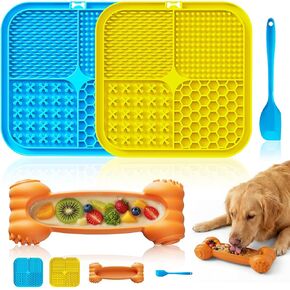 Dog Enrichment Toys 6 Pack-Dog Toys to Keep Them Busy,Lick Mat,Ball & Chew Bone with Peanut Butter,Frozen Treat Puzzle Dispenser for Anxiety Relief,Reduce Boredom,Perfect for Bathing Grooming in Kuwait