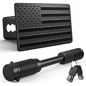 1 1/4 Inch American Flag Trailer Hitch Cover with 1/2-Inch Pin Diameter Trailer Hitch Lock,1.25 Inch Hitch Cover Fits for 1.25 Inch Receivers,Black in Saudi Arabia