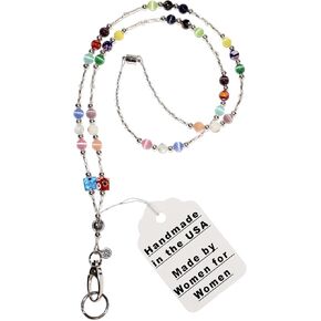 Hidden Hollow Beads Super Slim Multi Colored Women's Beaded Lanyard, 34" Made in USA, Keys, ID Card Badge Holder Teacher Keys Cruise Phone (Non Breakaway (Stronger)) in Saudi Arabia