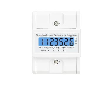 Din Rail 380V 3 Phase 4 Wire Energy Meter Power Consumption Monitor KWh Meter Wattmeter Bivolt 100A AC 50Hz 60Hz LCD Backlight in Kuwait