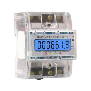 Din السكك الحديدية 380 فولت 100A 3 المرحلة 4 سلك الإلكترونية واط الطاقة مقياس الطاقة Wattmeter كيلوواط ساعة LCD الخلفية عرض مع غطاء شفاف in Kuwait