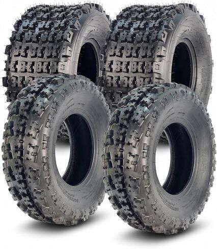 إطارات رياضية مقاس 19x7-8 ATV UTV Knobby، إطارات دراجة صغيرة أمامية مقاس 19x7x8 4 طبقات بدون أنبوب (مجموعة من 2) in Kuwait