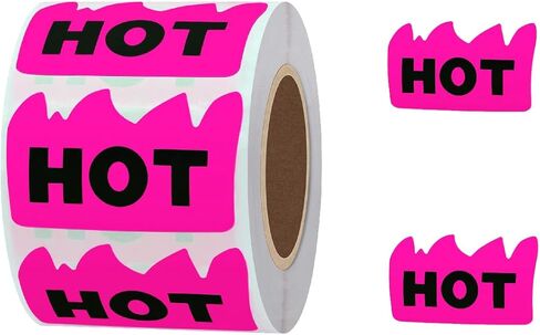 600pcs Rave Hot Stickers 2 x 1-1/5 Inch Fluorescent Red Hot Flame Fire Shaped Stickers Marking Popular Items for Restaurant Supermarkets Stores Shops (Yellow) in Saudi Arabia