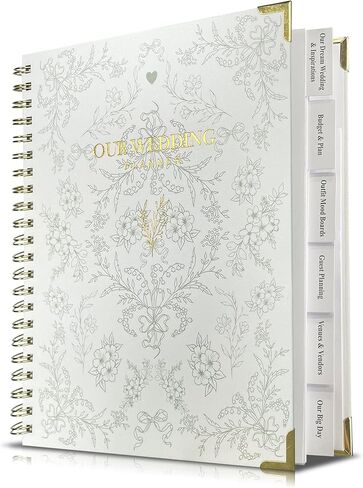 كتاب ومنظم حفل زفاف فرقة العروس للعروس: غلاف فني أنيق من البورسلين باللونين الأزرق والأبيض | يتضمن قوائم المراجعة والتقويمات والجيوب | كتاب تخطيط زفاف مدروس وهدية خطوبة (أزرق) in Kuwait