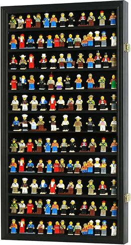 DisplayGifts بناء الالعاب العملاقة شخصيات صغيرة المنمنمات الإطار باب زجاجي عرض حالة خزانة قابلة للتركيب على الحائط حامل الباب الأسود in Kuwait