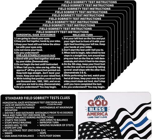 2PCS Thick Black Metal SFST Card Law Enforcement Standardized Field Sobriety Test Clues Card, Laser Engraved DWI NHTSA HGN Bend-Resistant SFST Instruction Officers Police in Saudi Arabia