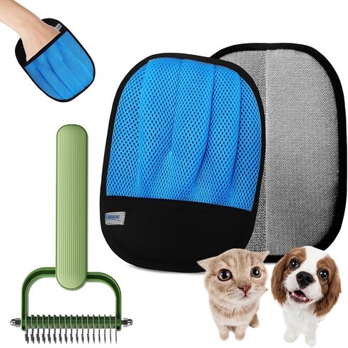 3 in 1 Carpet Rake for Pet Hair Remover, 54" Adjustable Long Handle Carpet Rake, Reusable Pet Hair Removal Tool Kit, with Pet Hairs Removal Glove, 2 Hooks, Pet Hair Rake Brush for Rugs, Mats, Stairs in Saudi Arabia