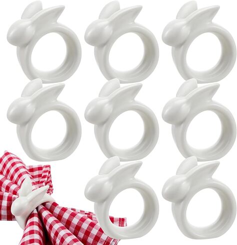 Tessco Porcelain Easter Napkin Rings Set of 8 Easter Bunny Napkin Rings Easter Rings for Napkins Bunny Napkins Rings Napkin Holders for Cloth Napkins Ceramic Easter Table Decor Vintage (Colorful) in Saudi Arabia