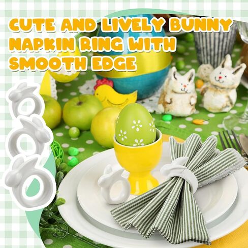 Tessco Porcelain Easter Napkin Rings Set of 8 Easter Bunny Napkin Rings Easter Rings for Napkins Bunny Napkins Rings Napkin Holders for Cloth Napkins Ceramic Easter Table Decor Vintage (Colorful) in Saudi Arabia
